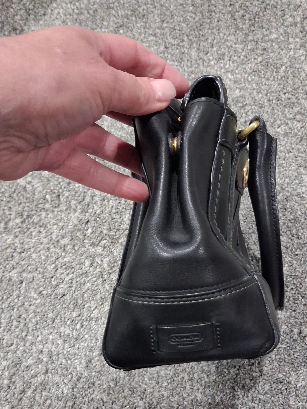 Coach Black Leather Satchel with Gold Hardware